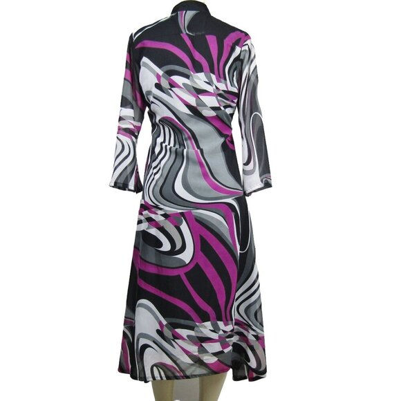 VTG 70s Groovy M L Mod Psychedelic WHIMSIGOTH Hippie Witchy Midi Purple Dress - Picture 7 of 11